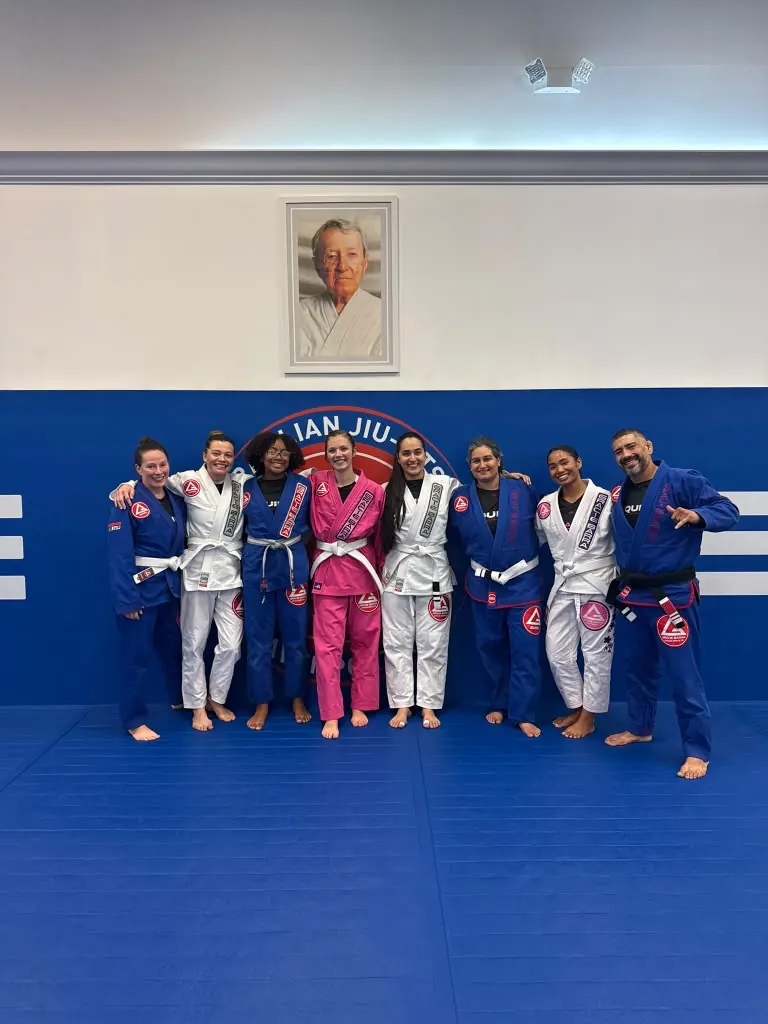 Women's Only Jiu-Jitsu students lined up on the mat at Gracie Barra Davenport